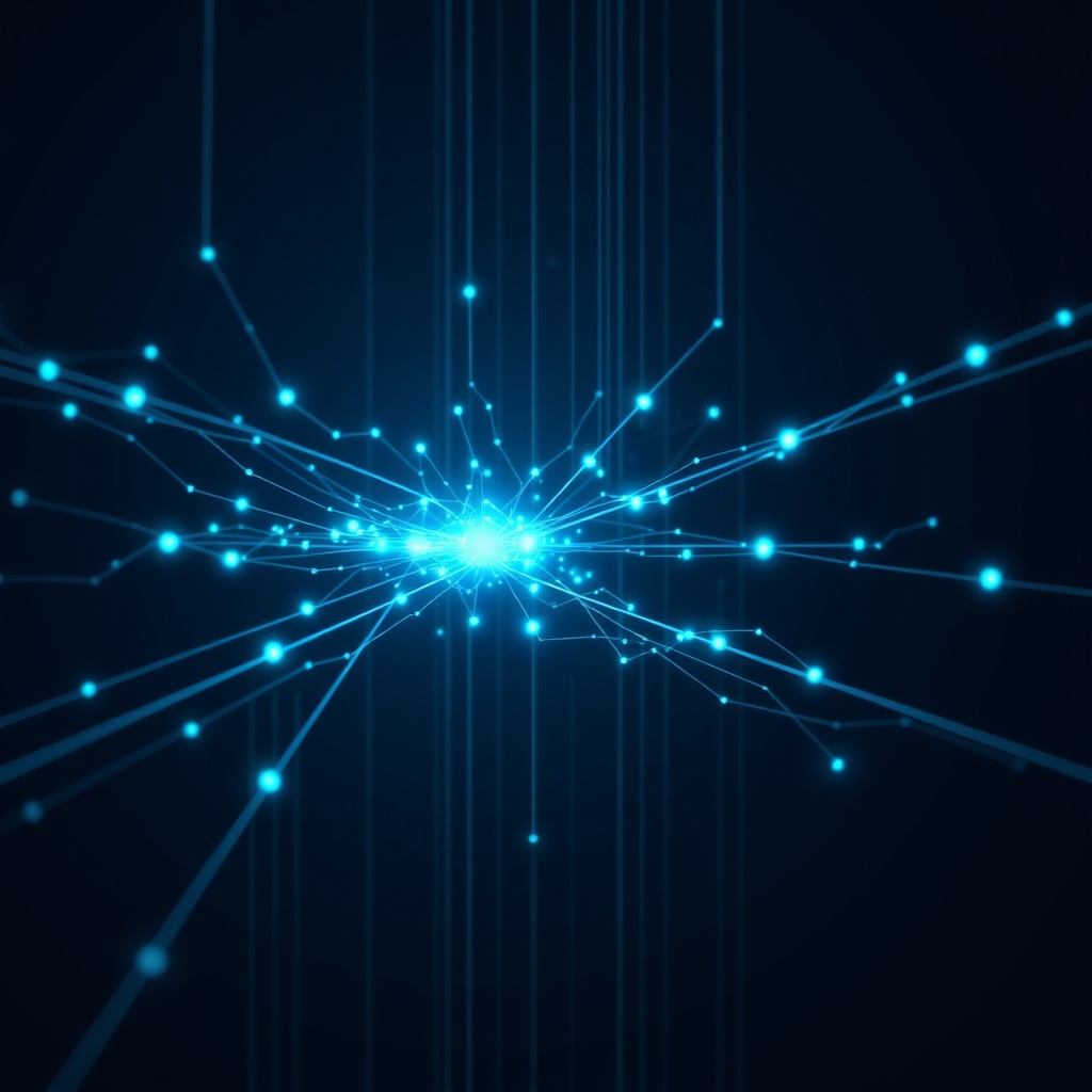 Network stress testing topology visualization showing packet flow between server nodes